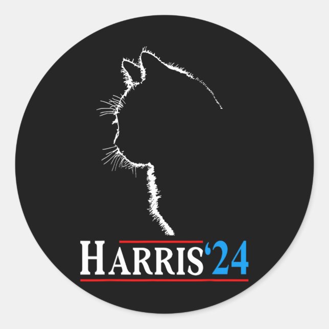Cat Lady Funny Cat Ladies For Kamala Harris 2024  Classic Round Sticker (Front)