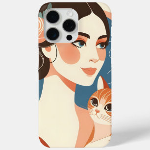 Cat Lady Graphic Illustration iPhone 15 Pro Max Case