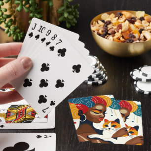 Cat Lady Graphic Illustration Playing Cards