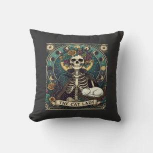 Cat Lady Haloween Skeleton Floral Moon Compass Cushion