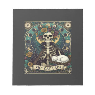 Cat Lady Haloween Skeleton Floral Moon Compass Notepad