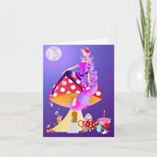 Cat lady in Moonlight  Greetings Card