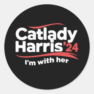 Cat Lady Kamala Harris 2024 I'm With Her Classic Round Sticker