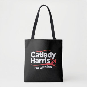 Cat Lady Kamala Harris 2024 I'm With Her Tote Bag