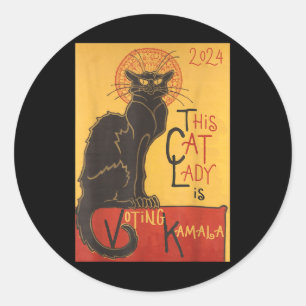 Cat Lady Kamala Le Chat Noir Funny Ballot Classic Round Sticker