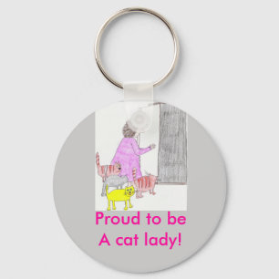 cat lady keychain