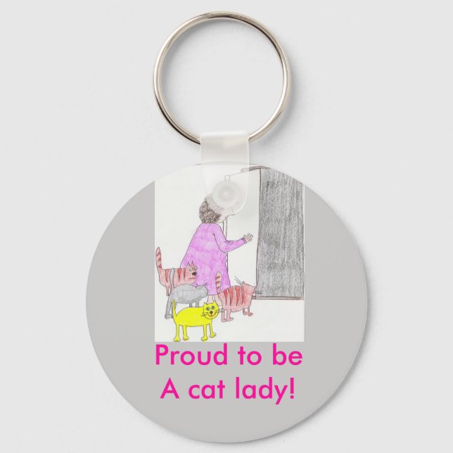 cat lady keychain (Front)