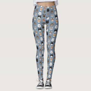 Cat Lady leggings - cute cat heads designs
