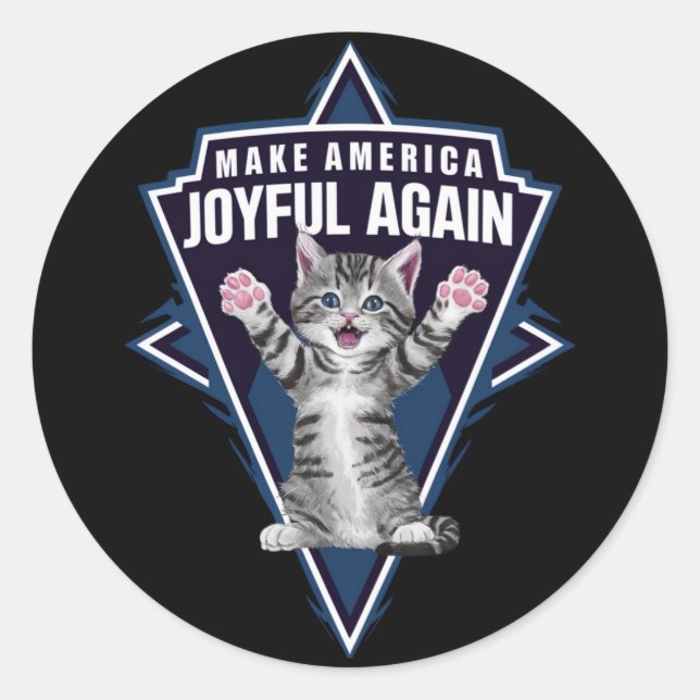 Cat Lady Make America Joyful Again Harris Wall 24 Classic Round Sticker (Front)