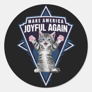 Cat Lady Make America Joyful Again Harris Wall 24 Classic Round Sticker