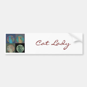 Cat Lady Multi Cats Sitting Thunder_Cove Bumper Sticker