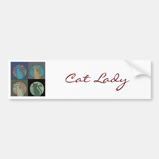 Cat Lady Multi Cats Sitting Thunder_Cove Bumper Sticker (Front)