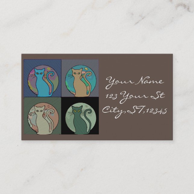Cat Lady Multi Cats Sitting Thunder_Cove Business Card (Front)