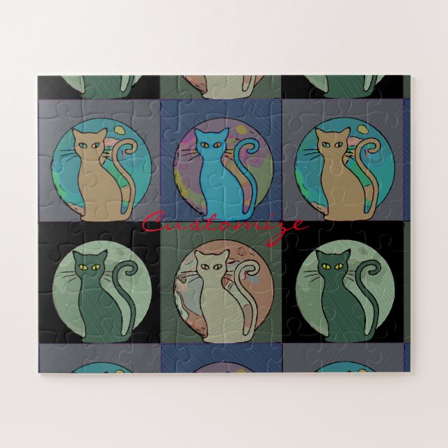 Cat Lady Multi Cats Sitting Thunder_Cove Jigsaw Puzzle (Horizontal)