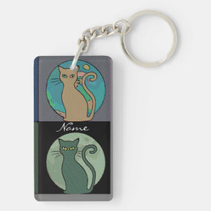 Cat Lady Multi Cats Sitting Thunder_Cove Key Ring