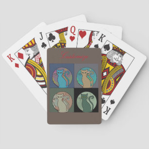 Cat Lady Multi Cats Sitting Thunder_Cove Playing Cards