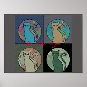 Cat Lady Multi Cats Sitting Thunder_Cove Poster