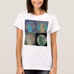 Cat Lady Multi Cats Sitting Thunder_Cove T-Shirt