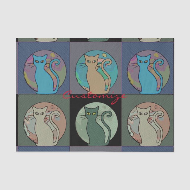 Cat Lady Multi Cats Sitting Thunder_Cove Tissue Paper (Front)