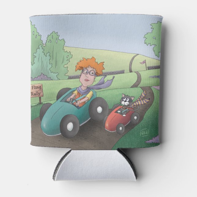 Cat Lady Road Rally Can Cooler (Front)