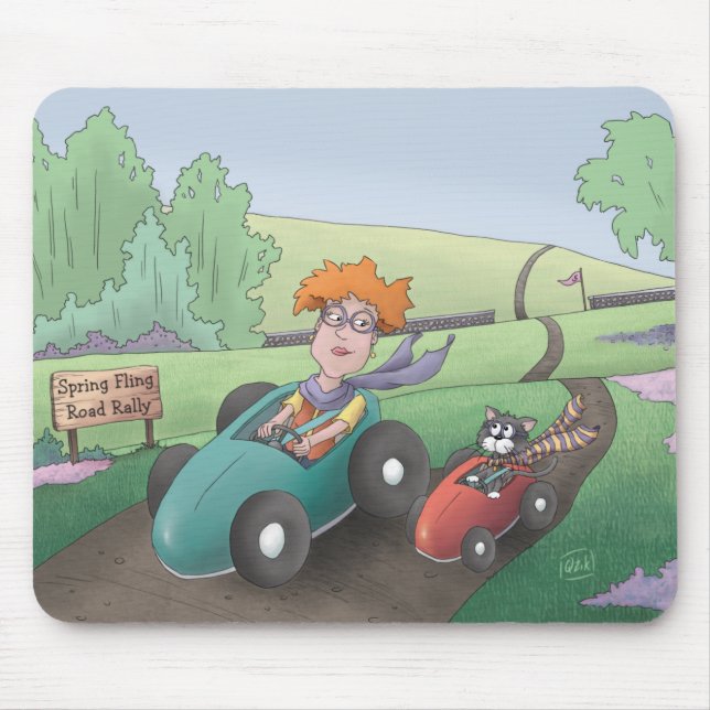 Cat Lady Road Rally Mouse Pad (Front)