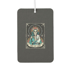 Cat Lady Skeleton Tarot Floral Gothic Car Air Freshener