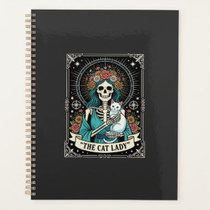 Cat Lady Skeleton Tarot Floral Gothic Planner