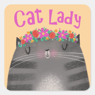 Cat Lady Square Sticker