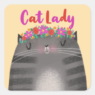 Cat Lady Square Sticker