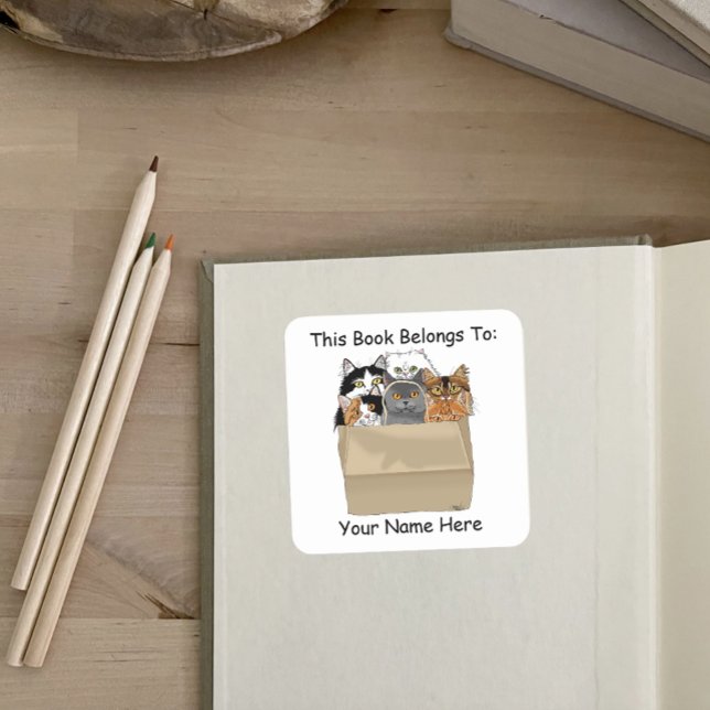 Cat Lady Starter Kit Bookplate Square Sticker (Creator Uploaded)