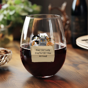 Cat Lady Starter Kit Stemless Wine Glass
