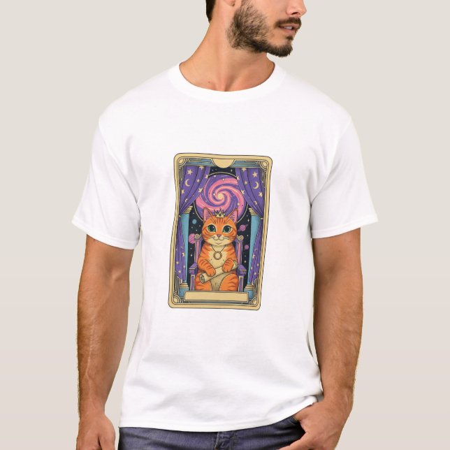 Cat Lady Tarot, Mystical cat, Queen Cat, T-Shirt (Front)