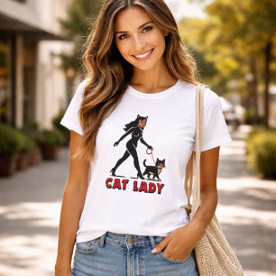 Cat Lady - Tuxedo Cats Lover - Comic Art Graphic T-Shirt
