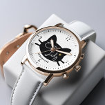 Cat Lady Watch<br><div class="desc">Cat head silhouette "Cat Lady" design in cute script font and a small gold heart.</div>