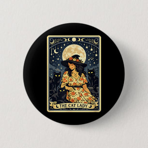 Cat Lady Witch Moon Black Cats Halloween Magic 6 Cm Round Badge