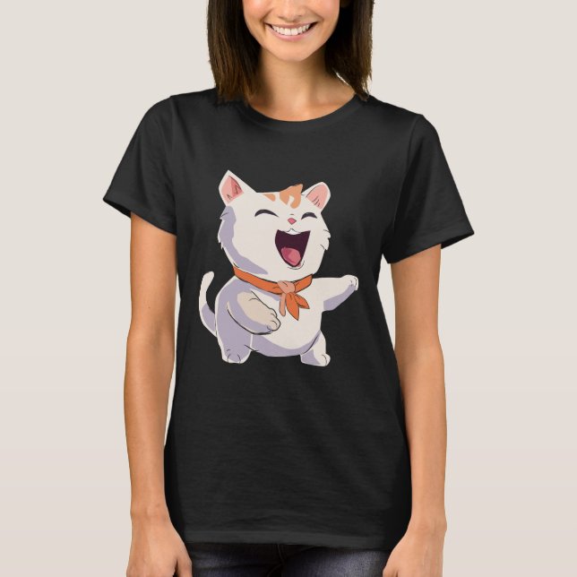 Cat Laughing Illustration T-Shirt (Front)