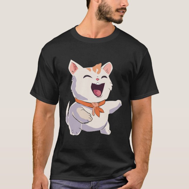 Cat Laughing Illustration T-Shirt (Front)