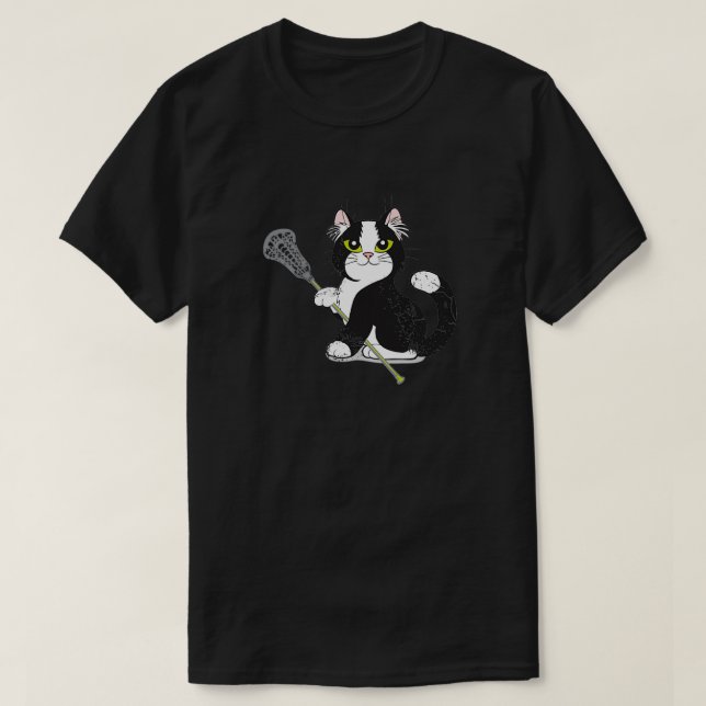 Cat LAX Lacrosse boys girls team for men women kid T-Shirt (Design Front)