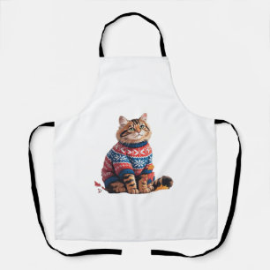 Cat Leaf Fall Hello Autumn Funny Cat Kitten Lover  Apron