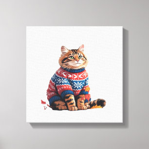 Cat Leaf Fall Hello Autumn Funny Cat Kitten Lover Canvas Print