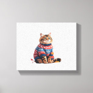 Cat Leaf Fall Hello Autumn Funny Cat Kitten Lover  Canvas Print