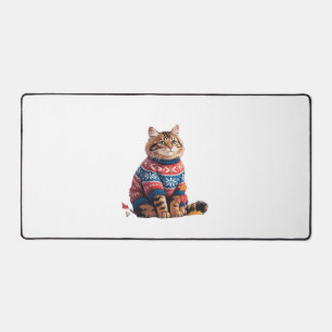 Cat Leaf Fall Hello Autumn Funny Cat Kitten Lover  Desk Mat