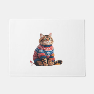 Cat Leaf Fall Hello Autumn Funny Cat Kitten Lover  Doormat