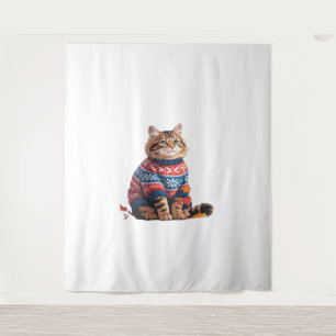 Cat Leaf Fall Hello Autumn Funny Cat Kitten Lover  Tapestry