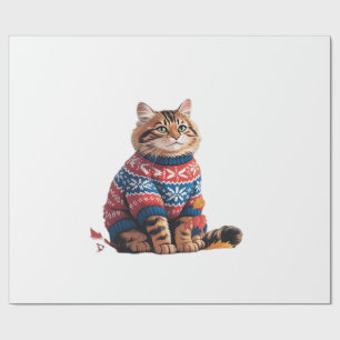 Cat Leaf Fall Hello Autumn Funny Cat Kitten Lover Wrapping Paper