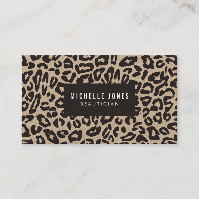 Cat Leopard Print Designer Stylist Business Cards (Front)