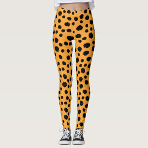 Cat Leopard Skin Pattern Dark Red Orange Animal Leggings