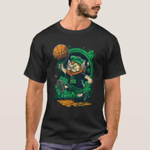 Cat Leprechaun Basketball St Patricks Day Sports T-Shirt