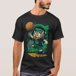 Cat Leprechaun Basketball St Patricks Day Sports T-Shirt