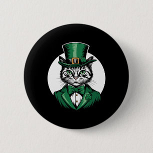 Cat Leprechaun Cat Lover Shamrock St Patrick's Day 6 Cm Round Badge